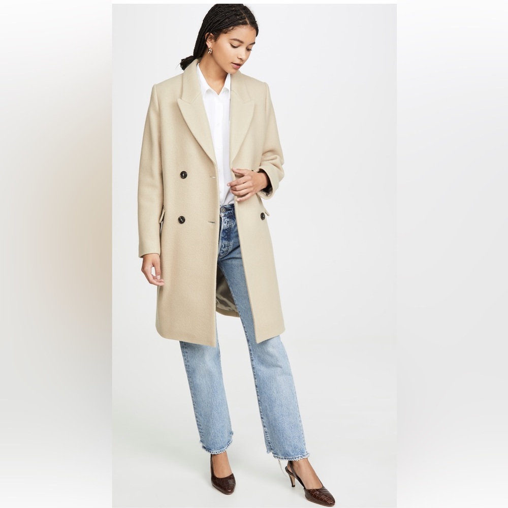 Cream Beige Wool Cashmere Double Breasted Coat by Closed XS - Picture 11 of 12